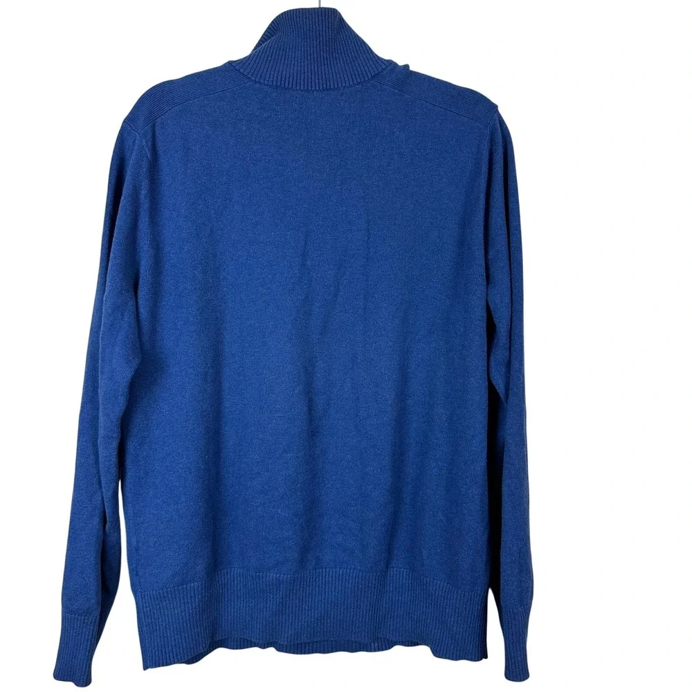 Banana Republic Cobalt Blue Indigo Quarter Zip Cotton Cashmere Sweater Men's M